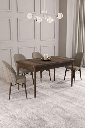 Calvin Barok Desen 80x132 MDF Açılabilir Mutfak Masası Takımı 4  Sandalye