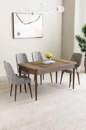 Elis Siyah Mermer Desen 80x132 Açılabilir Masa Takımı 4  Sandalye