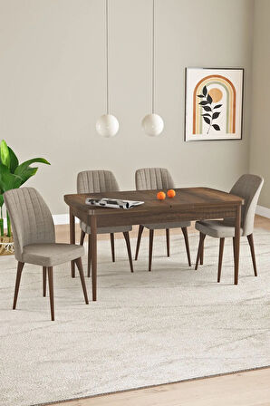 Elis Barok Desen 80x132 Açılabilir Yemek Odası Takımı 4  Sandalye