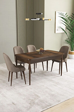 Ikon Barok Desen 80x132 MDF Açılabilir Yemek Masası Takımı 4  Sandalye