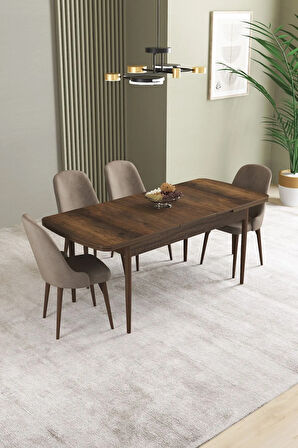 Ikon Barok Desen 80x132 MDF Açılabilir Yemek Masası Takımı 4  Sandalye
