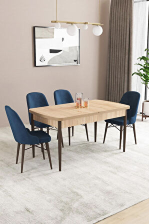 Milas Siyah Mermer Desen 80x132 MDF Açılabilir Mutfak Masası Takımı 4  Sandalye