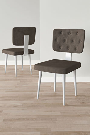 Lars Beyaz Mermer 80x132 Açılabilir Mdf Masa Yemek Odası Takımı,Mutfak Takımı 4 Adet Sandalye