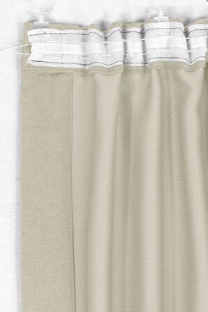 Gauze Fabric Design CAPRI KETEN DOKULU KREM YÜKSEK KALİTELİ EKSTRAFORLU FON PERDE 150 x 270