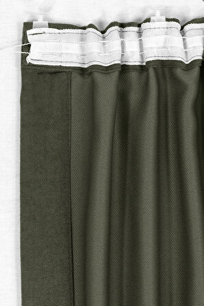 Gauze Fabric Design CAPRI KETEN DOKULU HAKI YÜKSEK KALİTELİ EKSTRAFORLU FON PERDE 100 x 260