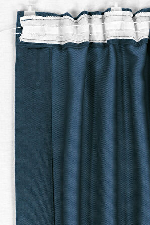 Gauze Fabric Design CAPRI KETEN DOKULU PETROL YÜKSEK KALİTELİ EKSTRAFORLU FON PERDE 100 x 250