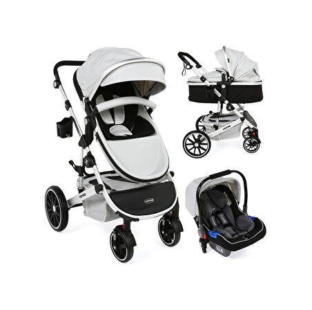 Yoyko Capsule Egg Travel Sistem Bebek Arabası Gri Silver
