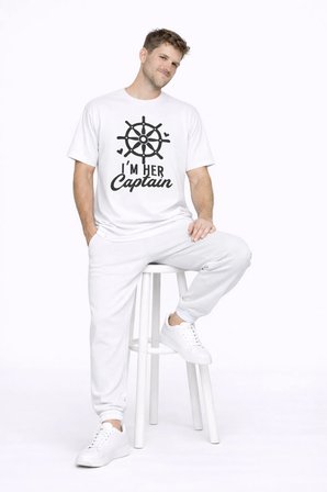 Sevgili Kombini Oversize Çift Tişört Unisex Captain Anchor Baskılı Matching Couple Partner 2'li Set