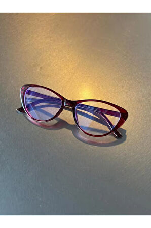 Carat Cat Eye Bordo 46 Ekartman küçük cat eye gözlük Camı Değişir