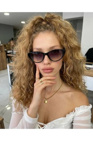 Carat Cat Eye Siyah Degrade | En Küçük Boy Cat Eye Güneş Gözlüğü | Çift Renk Cam 46 Ekartman