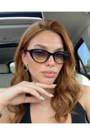 Carat Cat Eye Siyah Degrade | En Küçük Boy Cat Eye Güneş Gözlüğü | Çift Renk Cam 46 Ekartman