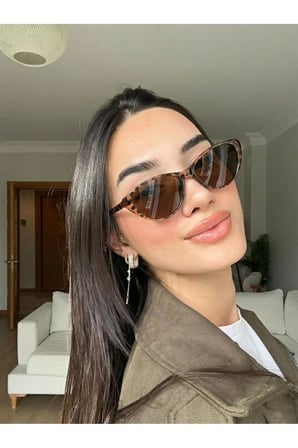 Carat Cat Eye Leopar Desenli 46 Ekartman Popüler Model | Küçük Boy Cat Eye Güneş Gözlüğü |