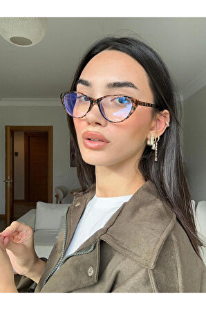 Carat Cat Eye Leopar Desenli 46 Ekartman küçük cat eye gözlük