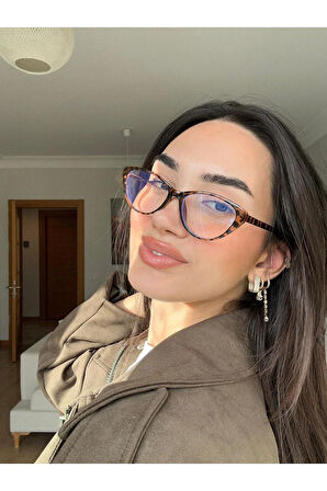 Carat Cat Eye Leopar Desenli 46 Ekartman küçük cat eye gözlük