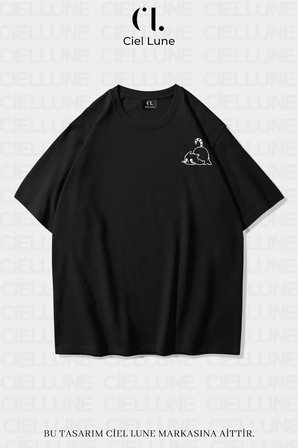 unisex kadın erkek minimalist cat baskılı özel tasarım oversize t-shirt