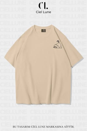 nevermind unisex minimalist cat baskılı oversize tişört