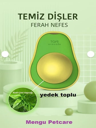 Catnipli Yenilebilir Kedi Nanesi Otu Oyun Topu Oyuncağı Top Oyuncak Kedi Yalama Topu Avokado (yedek toplu)