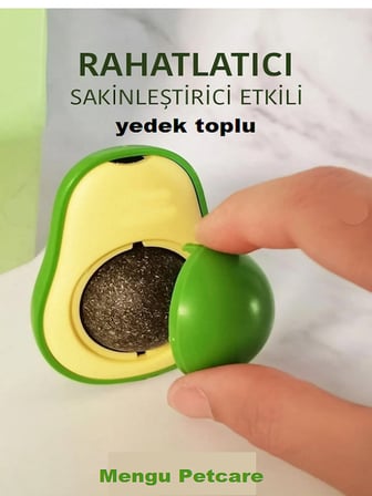 Catnipli Yenilebilir Kedi Nanesi Otu Oyun Topu Oyuncağı Top Oyuncak Kedi Yalama Topu Avokado (yedek toplu)