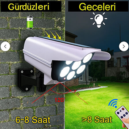 Caydırıcı Kamera Güneş Enerjili Solar 77 Ledli Hareket Sensörlü Kumandalı