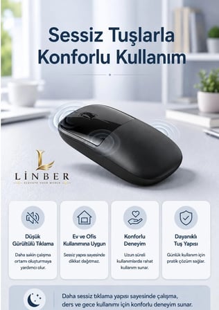 Şarjlı Kablosuz Siyah Mouse Bluetooth + 2.4G Çift Modlu Type-C Şarjlı Sessiz Tuşlu Ergonomik Optik 1200/1600 DPI Taşınabilir Mouse