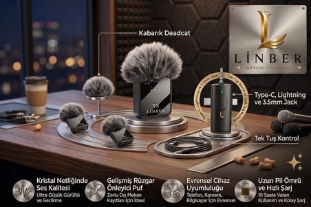 Kablosuz Tüylü Yaka Mikrofonu F11 Model 3'ü 1 Arada Type-C İos 3.5mm Uyumlu Tekli Set Tak Çalıştır