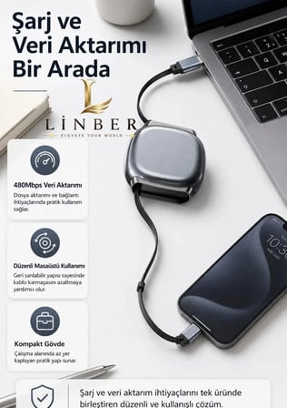 240W Type-C to Type-C Gri Teleskopik Şarj ve Veri Kablosu, Geri Sarılabilir Mini Tasarım, Kademeli Uzunluk Ayarı,Taşınabilir Hızlı Şarj Kablosu