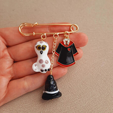 Büyü Okulu Baykuş Cadılar Bayramı İskoç İğnesi Broş