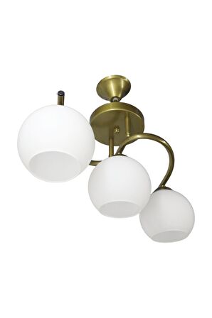 Fuji Eskitme 3'lü Beyaz Camlı Avize | Kaliteli Modern Metal Avize