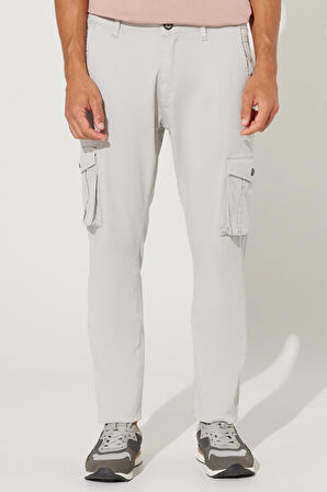 Erkek Taş Slim Fit Dar Kesim Kargo Cepli Pamuklu Esnek Pantolon