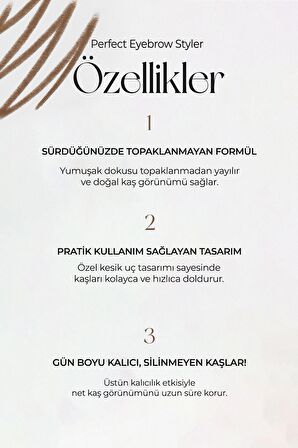 Uzun Süre Kalıcı Asansörlü Kaş Kalemi  Perfect Eyebrow Styler (Brown)