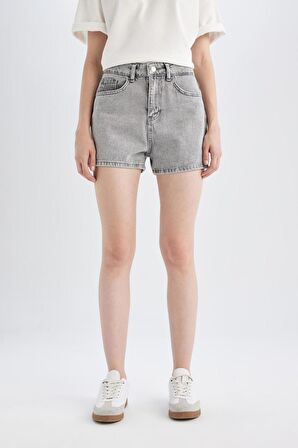 Mom Fit Yüksek Bel Jean Şort