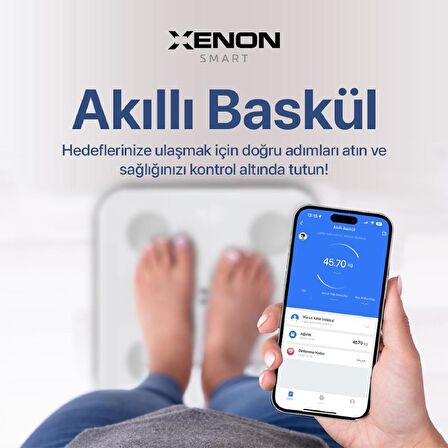 Xenon Smart Akıllı Dijital Tartı Baskül Yağ Su Kas Vücut Kitle Endeksi Kilo Ölçer Tartı Bluetooth Bağlantılı 