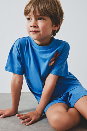 DeFacto Erkek Bebek 2'li Takım Baskılı Kısa Kollu Tişört Şort E6818A525SMBE277