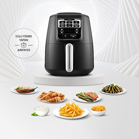Karaca Air Pro Cook Xl 2 In 1 Konuşan Airfryer Fritöz Black Chrome 4 Kişilik