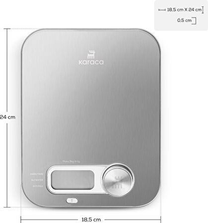 Karaca x Refika Scale Self-Power Inox Mutfak Tartısı K1748
