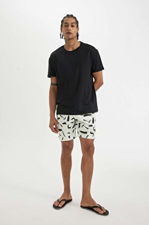 DeFacto Regular Fit Desenli File Astarlı Kısa Boy Deniz Şortu B7465AX24HSBG714