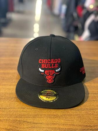 Chicago Bulls Siyah Kırmızı Logo Hip Hop Snapback Rapper Cap Şapka