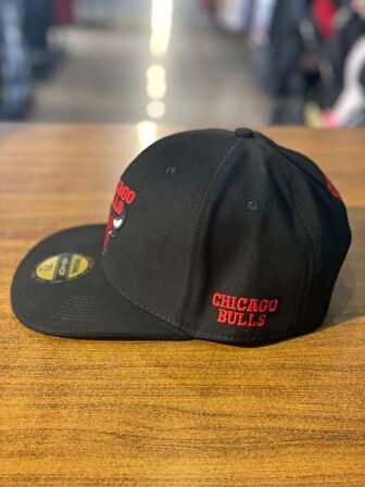 Chicago Bulls Siyah Kırmızı Logo Hip Hop Snapback Rapper Cap Şapka