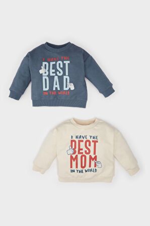 DeFacto Erkek Bebek Bisiklet Yaka Baskılı İçi Yumuşak Tüylü 2'li Sweatshirt D5785A524WNIN257