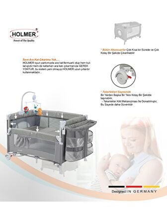  Holmer Maxi Comfort Coolstyle (Anne Yanı-Deluxe Kumaş) Premium Dönenceli Oyun Parkı/Anne Yanı 70x110cm