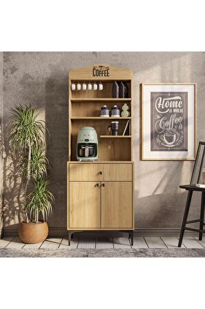 Mezza 5202 SIESTA 69 CM KAHVE KÖŞESİ ÇOK AMAÇLI DOLAP 2 KAPAKLI 1 ÇEKMECELİ KİLER MUTFAK DOLABI SEPET