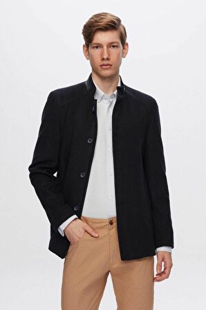Ds Damat Regular Fit Lacivert Dik Yaka Kaşe Kaban 1HCK78ORT5033