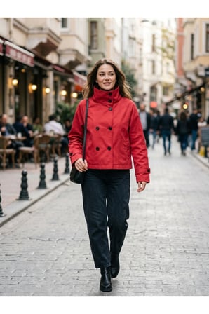 Distimi DİK YAKA KUŞAKLI KISA TRENÇKOT