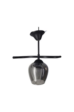 Fuji Siyah Tekli Füme Camlı Avize | Kaliteli Modern Metal Avize