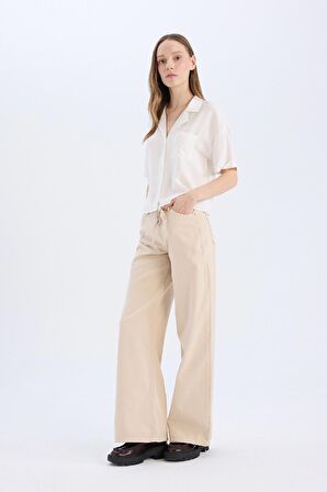 DeFacto Coool Gabardin Pantolon Wide Leg Yüksek Bel Geniş Bol Paça E1794AX25SPER222
