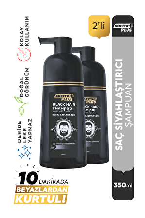 Softto Plus Black Hair 2'li Doğal Görünüm Sağlayan Shampoo 350 ml