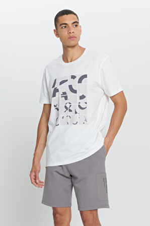 Standart Fit Normal Kesim %100 Pamuk Baskılı Bisiklet Yaka Tişört