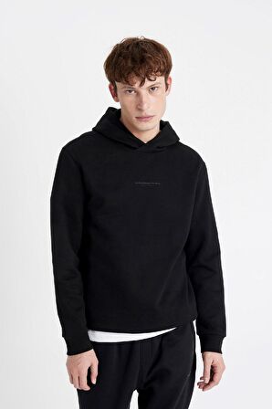 DeFacto Regular Fit Kapüşonlu Baskılı Sweatshirt C6131AX24AUBK81