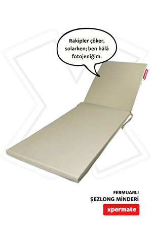 XPERMATE Fermuarlı Şezlong Minderi Su Geçirmez Kumaş Katlanır Şezlong Minderi Katlanabilir Plaj Minderi 60x180x5 Bej