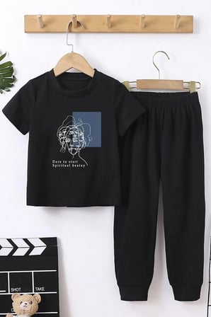 Çocuk Minimal Line Drawing Alt - Üst Eşofman Takımı